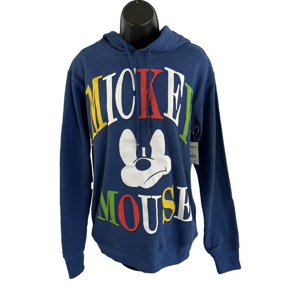 New Women’s Disney Mickey Mouse Stare Royal Blue Hoodie Sz S NWT - Picture 1 of 8